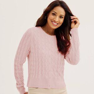Women's Croft & Barrow Light Pink Extra Soft Classic Jackie Cardigan Sweater